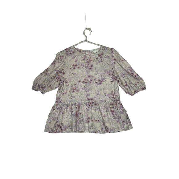 H&M Peplum Floral Blouse Womens M Fairycore, Cottage, Whimsy - Picture 8 of 13